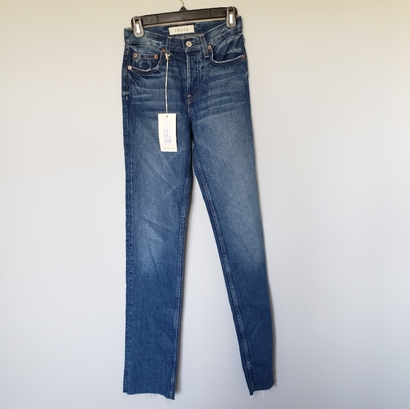 TRAVE Berit High Rise Straight Leg Jeans Raw Hem Santa Monica SZ 23 - Picture 3 of 8